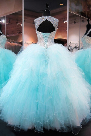 Robe de quinceanera avec lacets avec cristal fait main col en reine distinguee - Photo 2