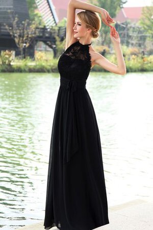 Robe de soirée nature avec décoration dentelle ligne a de col haut de dos nu - Photo 2