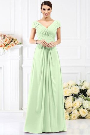 Robe demoiselle d'honneur plissage longue avec fronce a-ligne avec chiffon - Photo 26