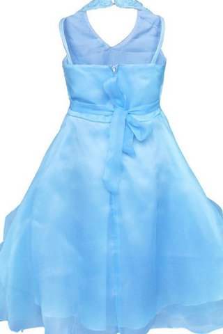 Robe de cortège enfant avec fleurs longueur au ras du sol dénudé manche nulle avec nœud - Photo 2