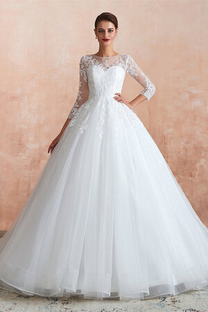 Abito da sposa in tulle in pizzo a-line in raso lungo splendido - Foto 1