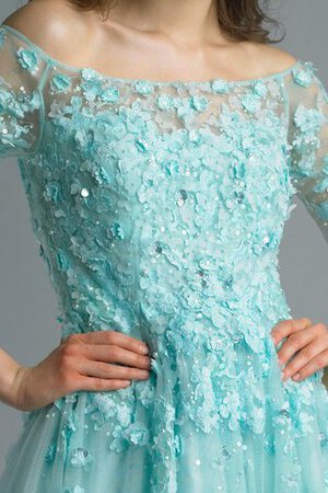 Normale Taille A Linie Tüll Reißverschluss Ballkleid mit Applike mit Blume - Bild 6