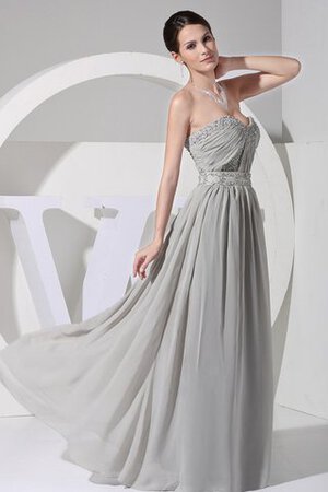 Abito da Sera Cuore con Increspato con Applique in Chiffon - Foto 5