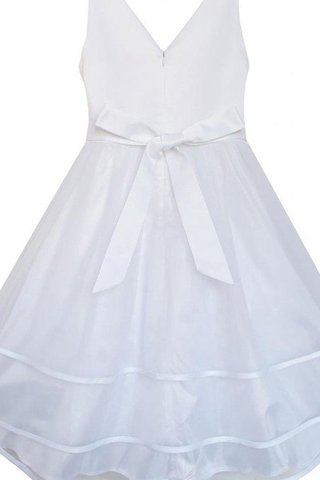 Abito da Cerimonia Bambini Cerniera V-Scollo Senza Maniche con Seghettato con Fiore A-Line - Foto 2