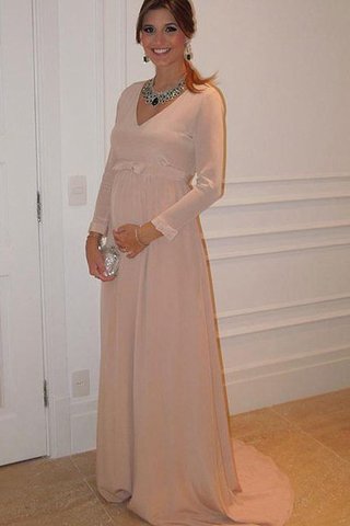 Chiffon Empire Taille A-Linie plissiertes Brautjungfernkleid mit Schmetterlingsknoten - Bild 2