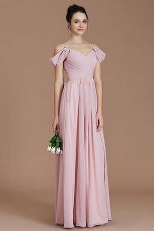 Robe demoiselle d'honneur en chiffon avec sans manches a-ligne ruché avec zip - Photo 3