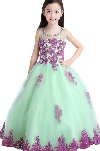 Vestido de Floristas de Corte Evasé de Corte-A de Joya de Apliques de Hasta el suelo - Foto 2