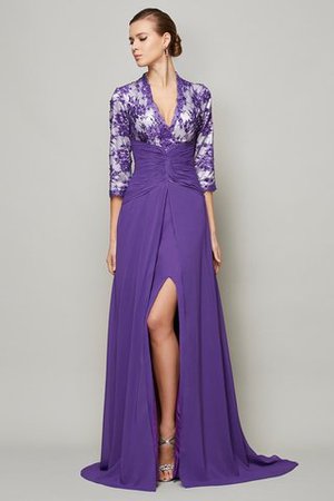 Robe de soirée avec décoration dentelle de princesse en chiffon ligne a avec perle - Photo 1