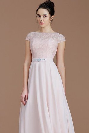 Robe demoiselle d'honneur naturel fermeutre eclair ligne a de col bateau en chiffon - Photo 6