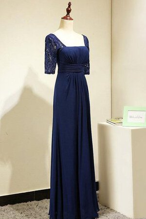 Rückenfreies halbe Ärmeln natürliche Taile A-Line plissiertes langes Brautjungfernkleid - Bild 3