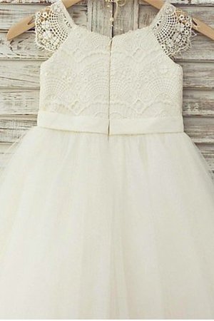 Abito da Cerimonia Bambini A Terra Cerniera in Tulle Naturale con Fiore - Foto 3