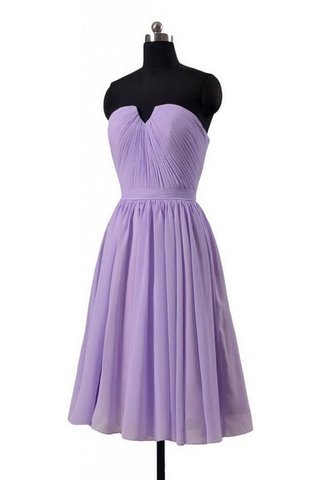 Chiffon A-Linie Reißverschluss trägerloser Ausschnitt mini Brautjungfernkleid - Bild 2