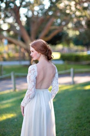 Abito da Sposa con Piega stravagante in pizzo Schiena Nuda con Maniche Lunghe Semplice - Foto 5