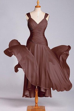 Robe demoiselle d'honneur plissage avec chiffon de col carré a-ligne avec zip - Photo 1