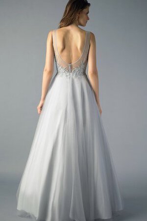 Robe de bal naturel ligne a avec sans manches de col bateau textile en tulle - Photo 2