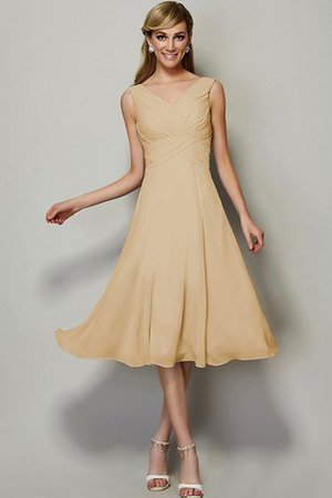 Robe demoiselle d'honneur courte plissé v encolure a-ligne avec zip - Photo 5