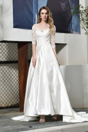 Schulterfrei Gewinnend Gericht Schleppe Brautkleid mit Halben Ärmeln aus Spitze - Bild 3