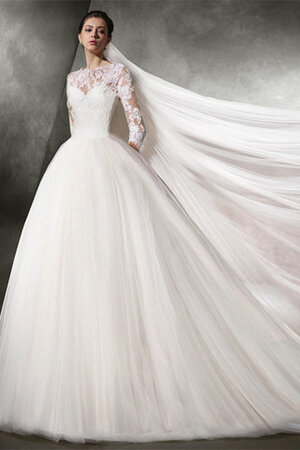 Abito da sposa stupefacente ball gown in pizzo pudica lace coperta coda a strascico corto - Foto 2