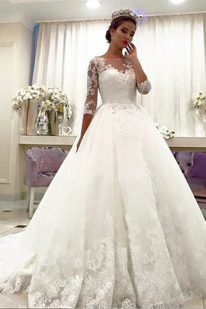 Elegante Vestido de Novia de Cola Corte de Natural de Encaje Adorno - Foto 1