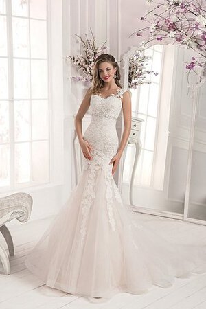 Abito da Sposa in Pizzo Senza Maniche Conotta con Cristino Coda A Strascico Corto retro - Foto 1