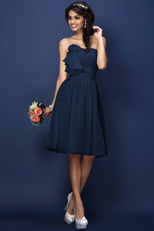 Drapiertes Natürliche Taile Plissiertes Brautjungfernkleid aus Chiffon ohne Ärmeln - Bild 10