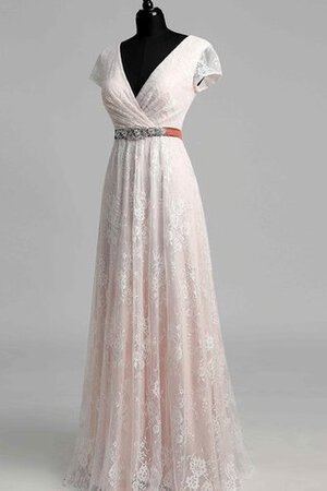 Robe de mariée informel elégant en dentelle a-ligne avec manche courte - Photo 4