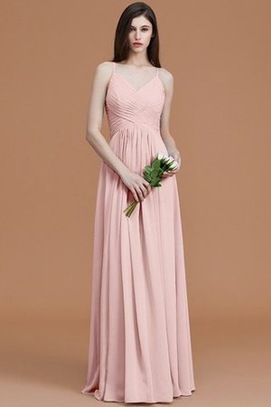 Spaghetti Träger Normale Taille Gerüschtes Ärmellos Bodenlanges Brautjungfernkleid - Bild 27