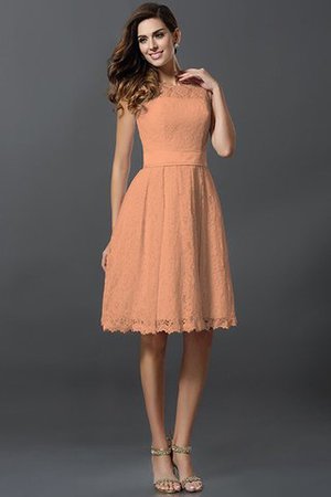 Schaufel-Ausschnitt Prinzessin A-Line Knielanges Brautjungfernkleid mit Bordüre - Bild 20