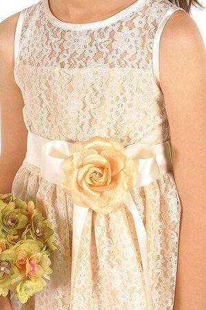 Abito da Cerimonia Bambini con Fiore Senza Maniche con Fusciacca in pizzo A-Line - Foto 3