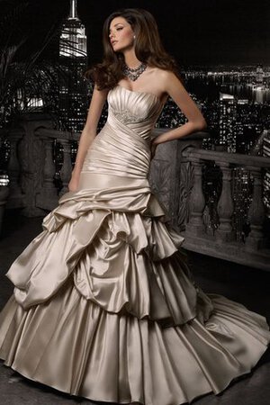 Satin trägerloser Ausschnitt Meerjungfrau pick up bodenlanges Brautkleid - Bild 1