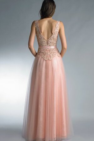 Robe de bal en organza de col en v avec décoration dentelle avec perle en tulle - Photo 2