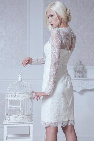 Lange Ärmeln Spitze knielanges schlichtes Brautkleid mit Applikation mit Rücken Schnürung - Bild 2