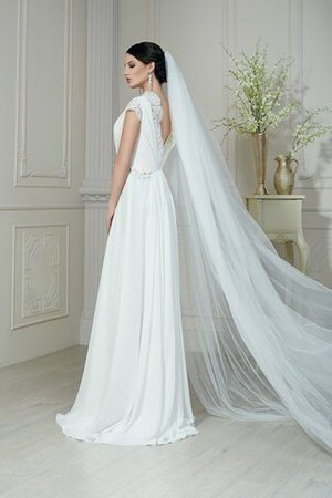 Robe de mariée facile de lotus avec chiffon a-ligne avec manche épeules enveloppants - Photo 3