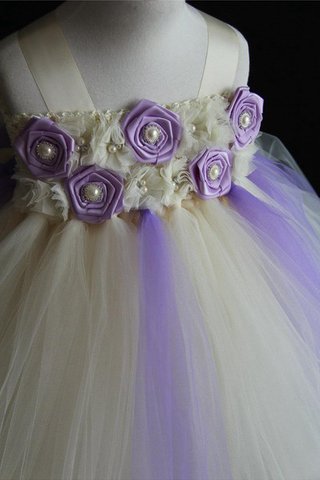 Duchesse-Linie Empire Taille Tüll knöchellanges Blumenmädchenkleid mit Rüschen - Bild 2