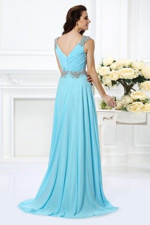 A-Linie Natürliche Taile V-Ausschnitt Glamouröses Bodenlanges Abendkleid - Bild 2