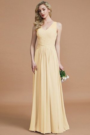 Prinzessin Normale Taille Bodenlanges Brautjungfernkleid aus Chiffon mit V-Ausschnitt - Bild 11