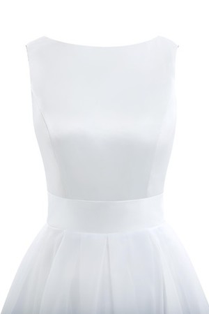 Natürliche Taile Etui Bateau Ausschnitt plissiertes romantisches Brautkleid ohne Ärmeln - Bild 2