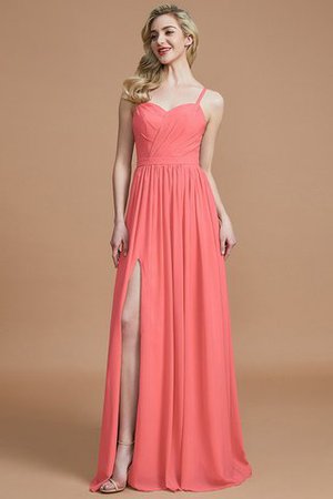 Robe demoiselle d'honneur naturel avec chiffon ruché manche nulle a-ligne - Photo 33