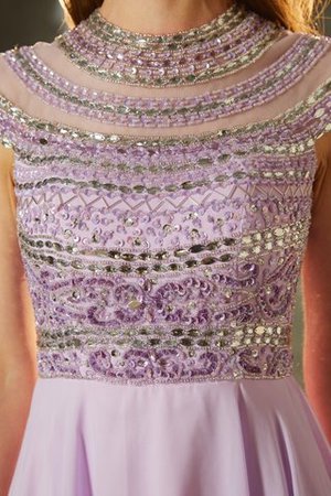 Robe de soirée longue avec chiffon col u profond avec perle avec manche courte - Photo 5