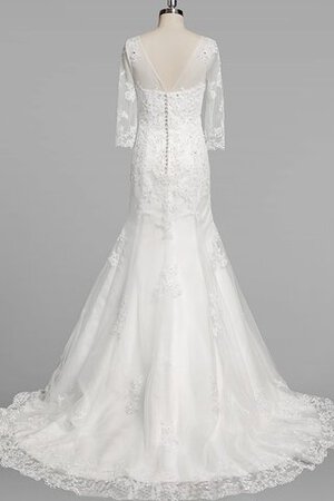 Reißverschluss Meerjungfrau Ärmelloses Spitze normale Taille Brautkleid mit Bordüre - Bild 3