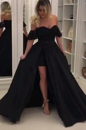 Aufregend Schulterfreier Ausschnitt Ärmellos Sweep Train Abendkleid mit Bordüre - Bild 1