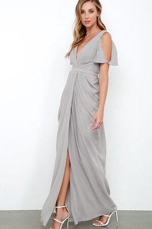 Kurze Ärmeln gerüschtes Modern glamouröses knöchellanges Brautjungfernkleid aus Chiffon - Bild 2