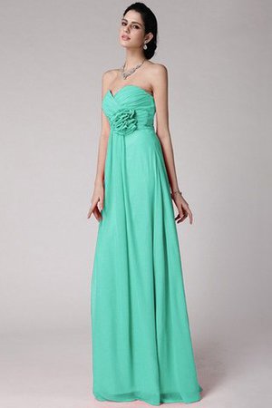 Robe demoiselle d'honneur longue plissage avec fleurs col en forme de cœur gaine - Photo 15