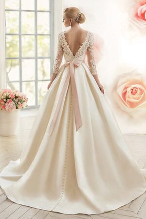 Robe de mariée intemporel v col profonde de lotus en satin de traîne moyenne - Photo 3