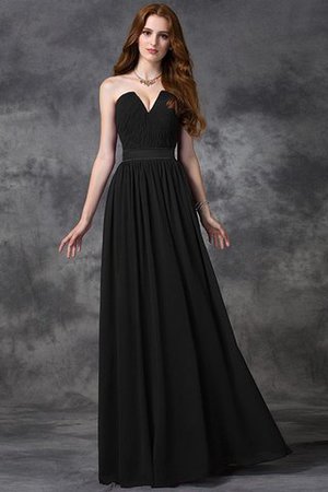 Abito da Damigella Lunghi Cuore A Terra con Increspato in Chiffon - Foto 2