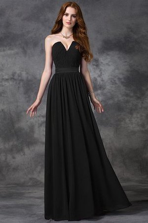 Robe demoiselle d'honneur longue manche nulle de col en cœur avec chiffon a-ligne - Photo 2