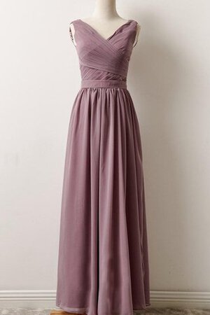 A-Line Chiffon Ärmellos Reißverschluss bescheidenes langes Brautjungfernkleid - Bild 2