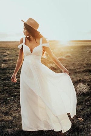 Robe de mariée bucolique v encolure énergique simple plissé - Photo 1