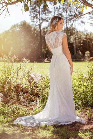 Abito da Sposa Tubino A Terra Semplice con Bottone con Applique Senza Maniche - Foto 2
