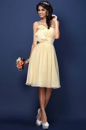 Drapiertes Natürliche Taile Plissiertes Brautjungfernkleid aus Chiffon ohne Ärmeln - Bild 6
